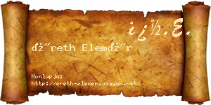 Éreth Elemér névjegykártya